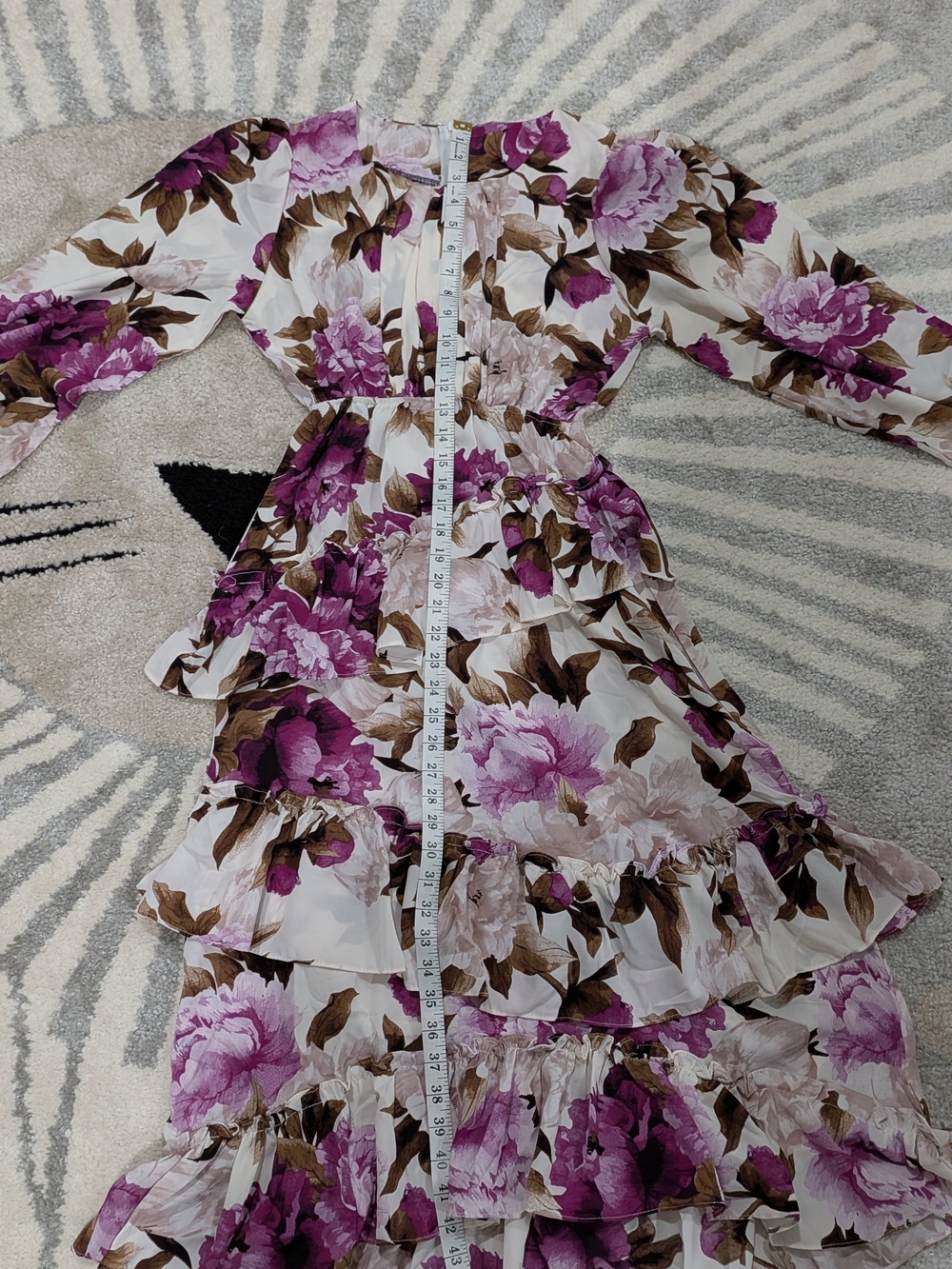 ​Romantic Purple Floral Tiered Maxi Dress  - Size Small - Picture 5 of 5